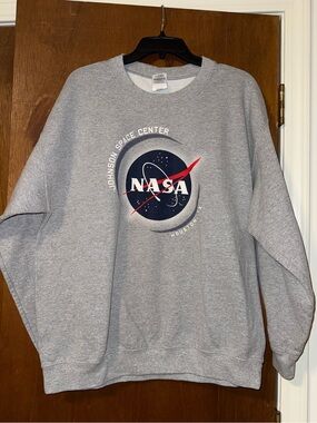 Gildan Gray NASA Crewneck Sweatshirt with Red Accent